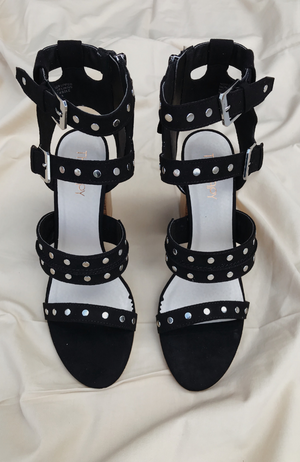 Black Suede Piper Heels