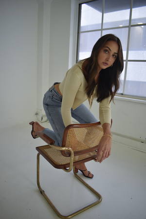 First Impressions Tie Front Knit Top | Beige