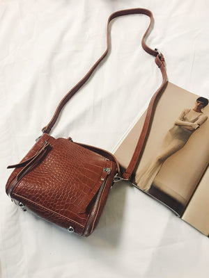 Gia Croc Shoulder Bag | Brown