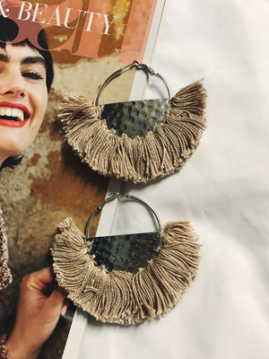 Lara Fringe Hoop Earrings | Mocha Silver